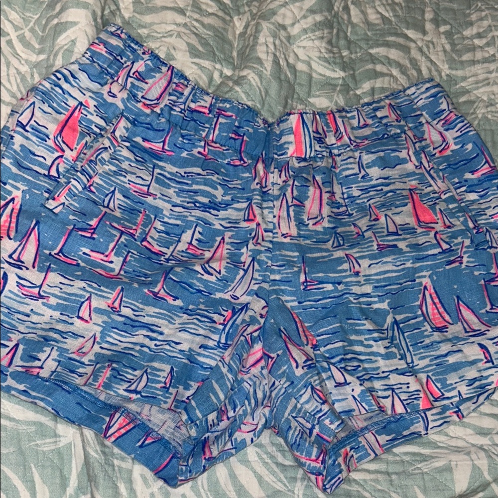 Blue and Pink Sailboat Print Women's Shorts Lily Pulitzer